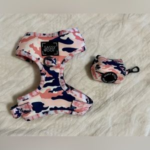 Sassy Woof Pink Camo Harness and Waste Bag